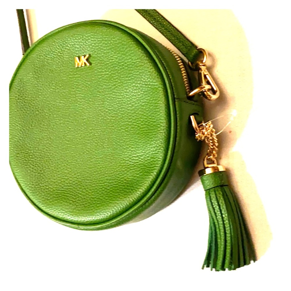 NEW MICHAEL KORS CANTIN STYLE GREEN PEBBLED LEATHER CROSSBODY BAG CLUTCH BAG GHW - Picture 5 of 10
